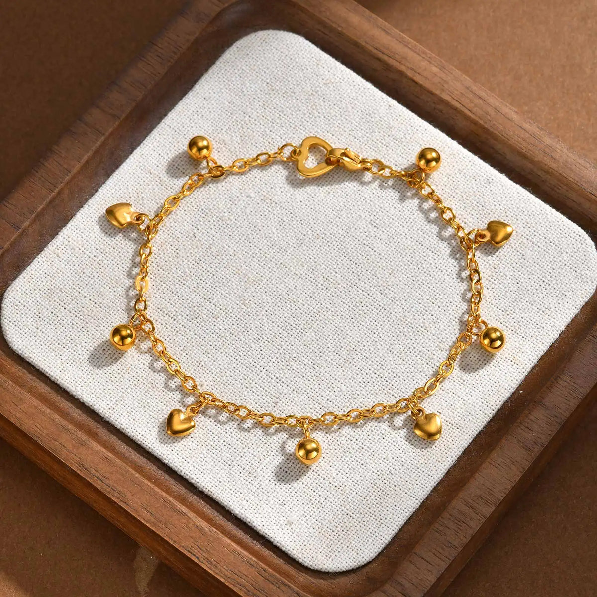 Multi Heart Charm Bracelet – Tarnish-Free Gold Steel Chain Charm Bracelet SPOT