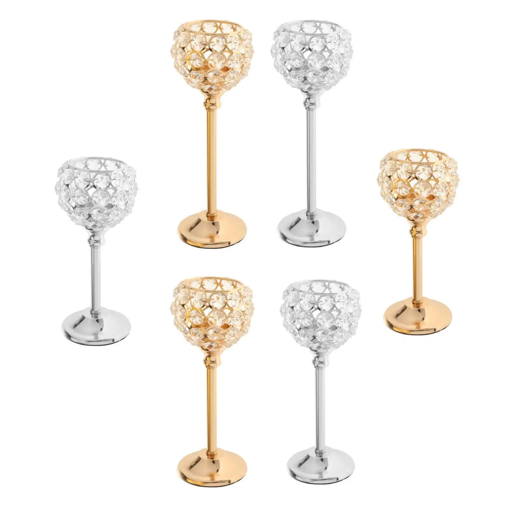 Tall Crystal Candle Holder – Gold & Silver Glass Centerpiece Crystal Candle Holder SPOT