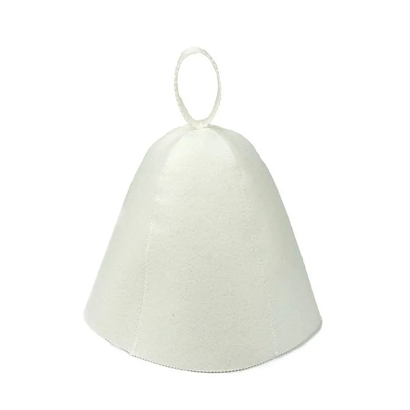 Wool Felt Sauna Hat – Heat-Protective Hair Cap, One Size Sauna Hat SPOT White