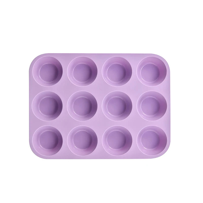 Silicone Baking Mold 12/24 Hole – Cupcake & Muffin Pan Silicone Baking Mold SPOT 12 Hole Purple