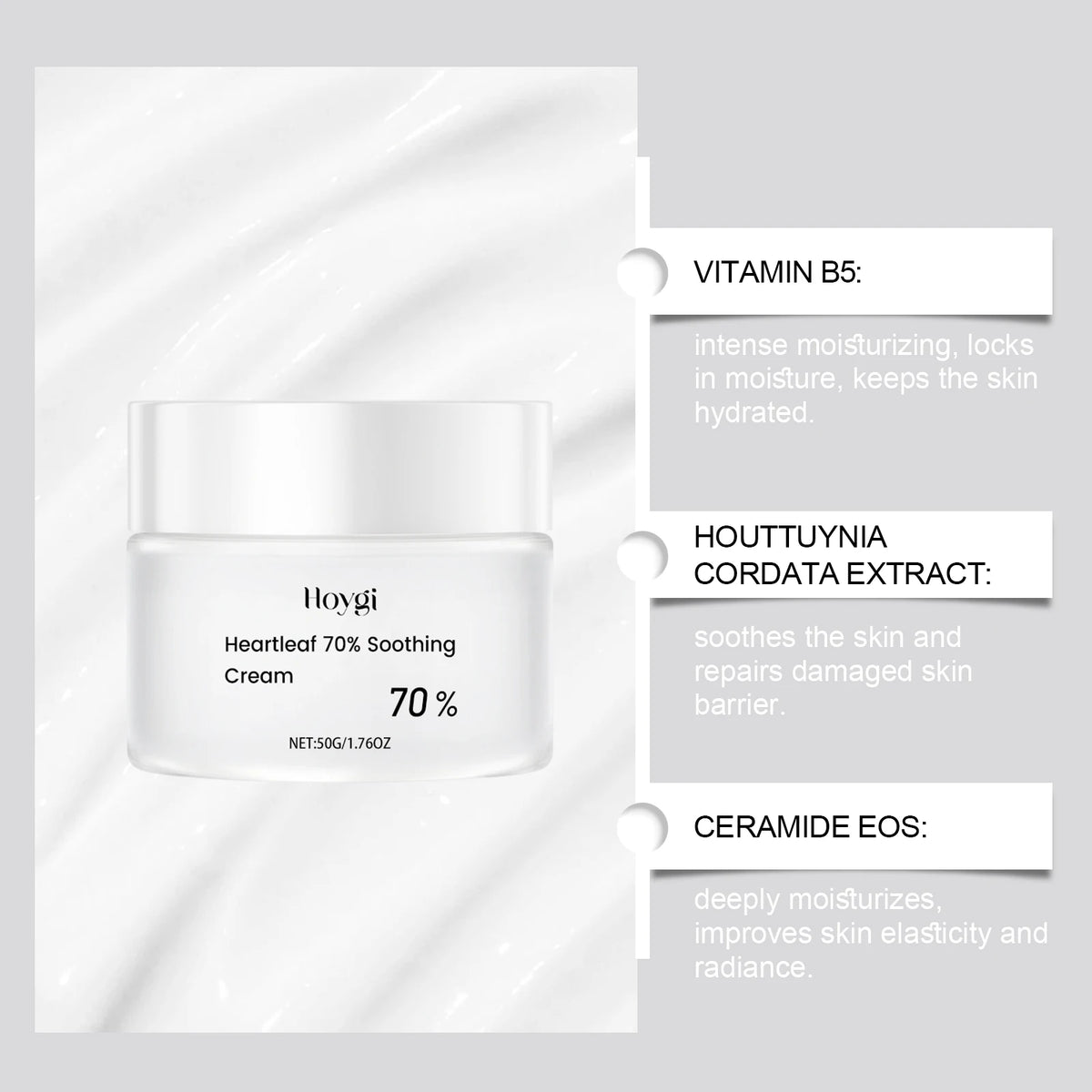Heartleaf 70% Soothing Cream with Ceramide EOS & Aloe – 50g Facial Soothing Cream SPOT