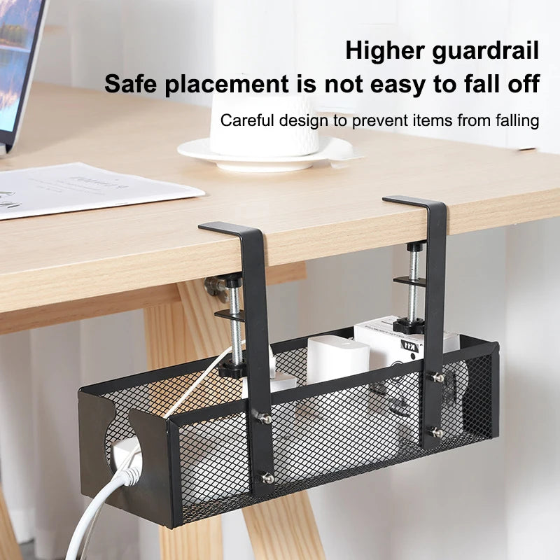 Under-Table Wire Cable Management Basket – No-Drill Rack Cable Management Rack SPOT