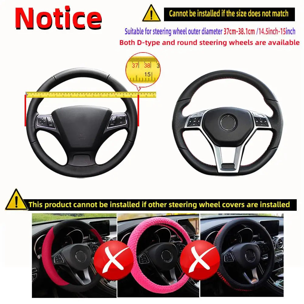 Universal PU Leather Steering Wheel Cover – Anti-Slip 38cm Steering Wheel Cover SPOT