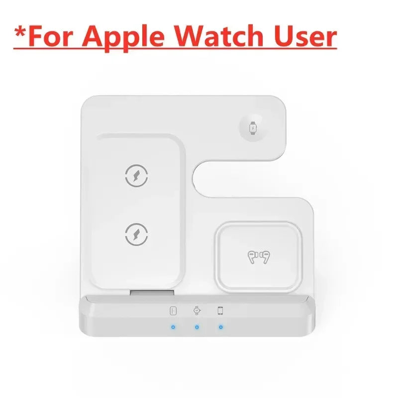 VIKEFON 3-in-1 Wireless Charging Station for Samsung Galaxy Wireless Charging Station SPOT White For Apple