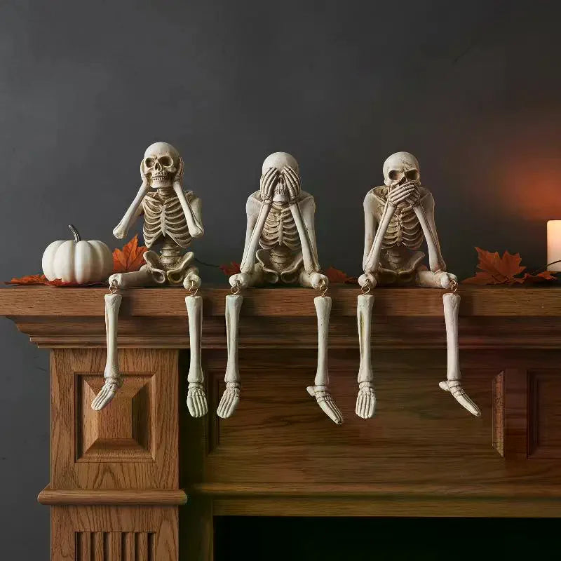 Halloween Skeleton Figurines 3-Pc See Hear Speak No Evil Set Halloween Skeleton Figurines SPOT