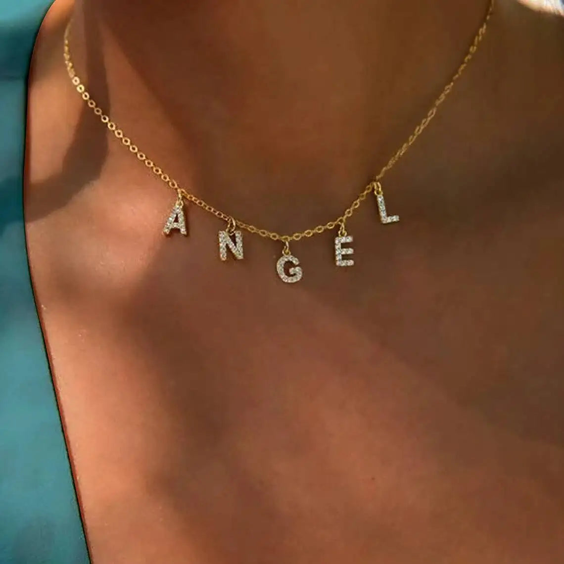 Personalized Initial Letter Necklace – Stainless Steel Gold Initial Pendant Necklace SPOT