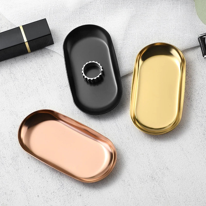 Stainless Steel Oval Tray – Manicure, Jewelry & Cosmetic Organizer Storage Tray SPOT