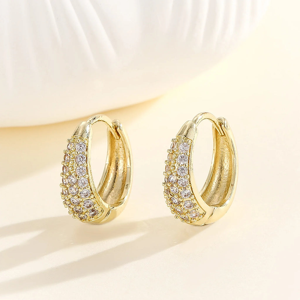 Chunky Pavé CZ Huggie Hoop Earrings – Gold & Silver | Women Huggie Hoop Earrings SPOT