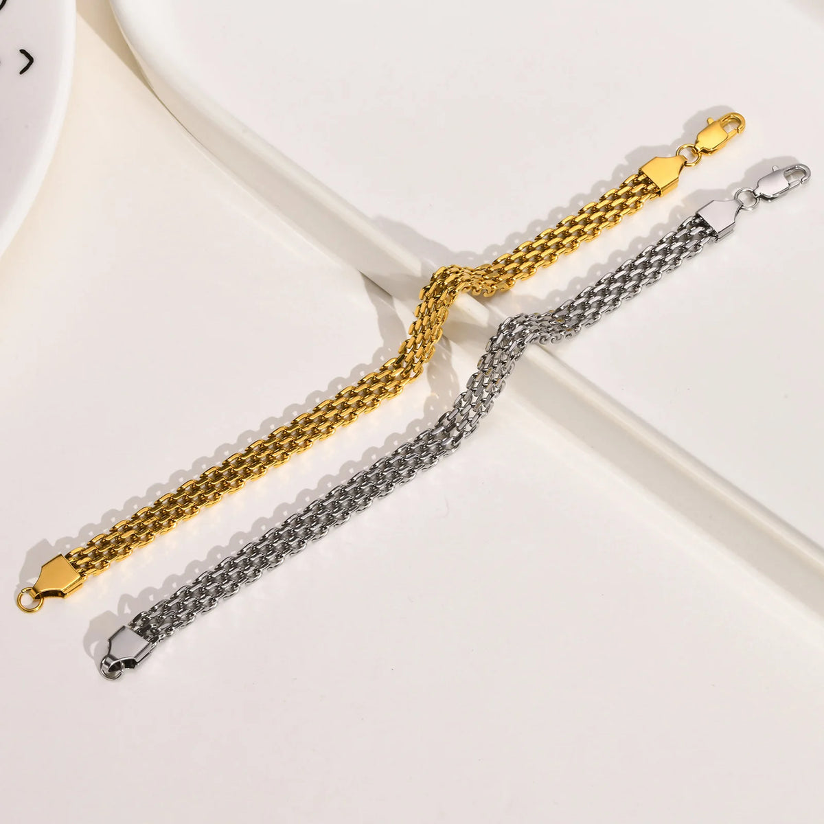 6mm Mesh Chain Bracelet – 18K Gold Plated Stainless Steel Chain Link Bracelet SPOT