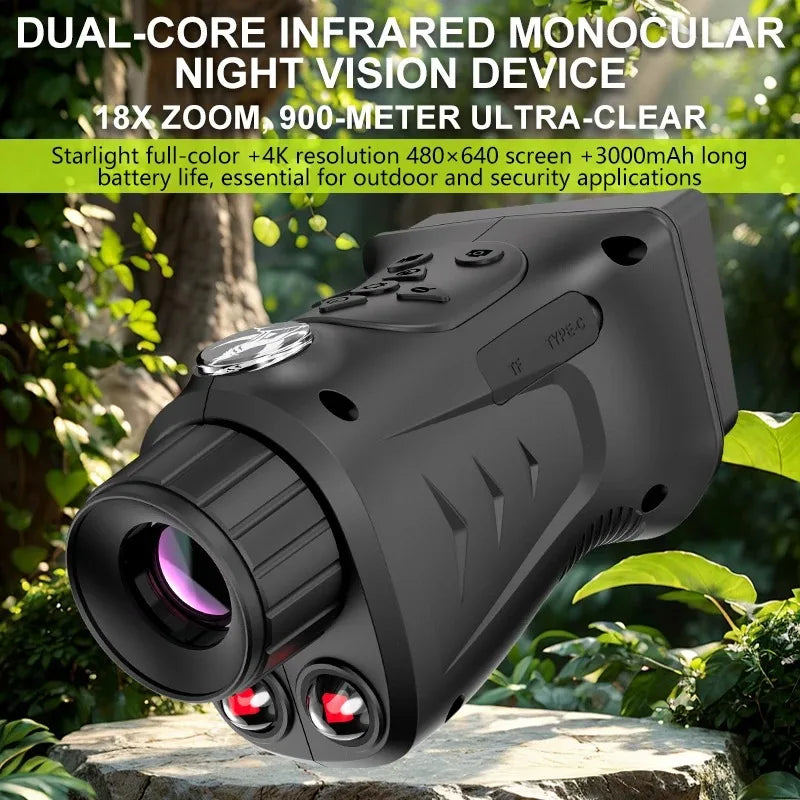 4K Night Vision Monocular – 18X Zoom, 900m IR, 2.8" Screen Night Vision Monocular SPOT