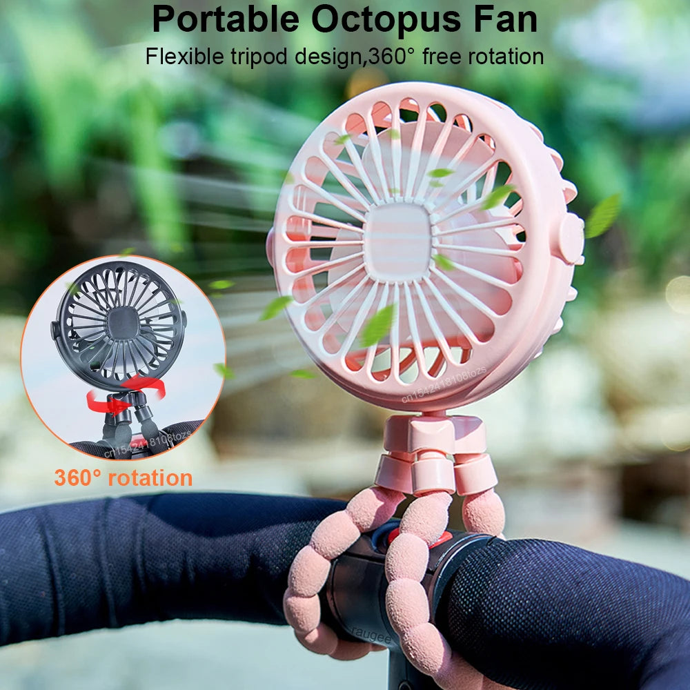 Raugee Mini Clip-On Stroller Fan – Rechargeable & 360° Flex Clip-On Portable Fan SPOT