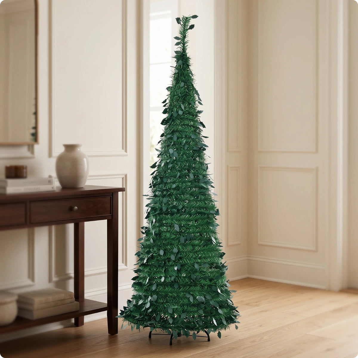 Slim Artificial Christmas Tree with Metal Stand – Dense & Full Artificial Christmas Tree SPOT 1.8M