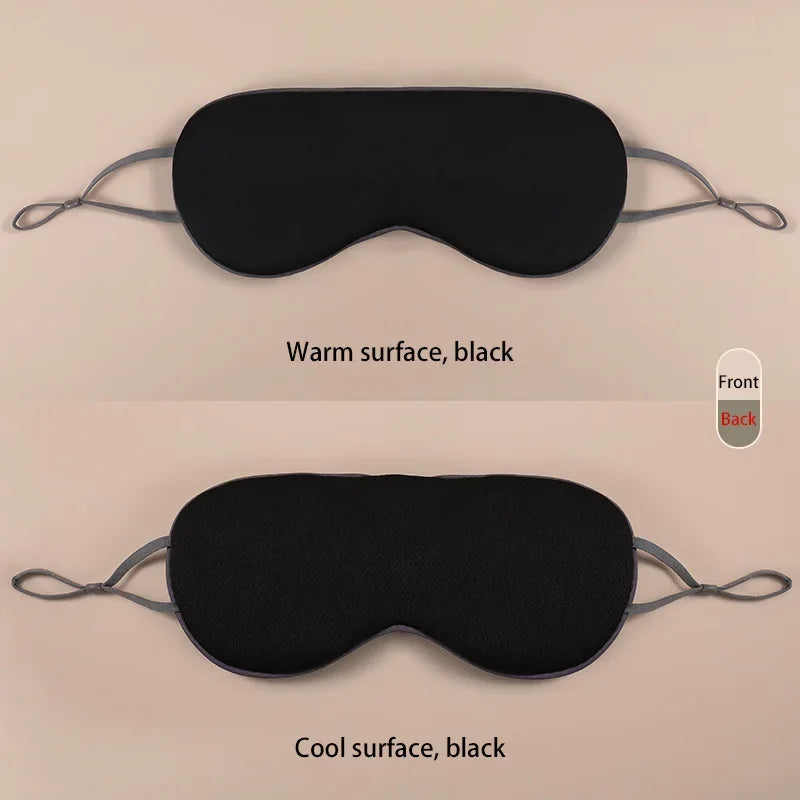 Korean Ice Silk Sleep Mask – Warm & Cool, Light Blocking Sleep Eye Mask SPOT Black