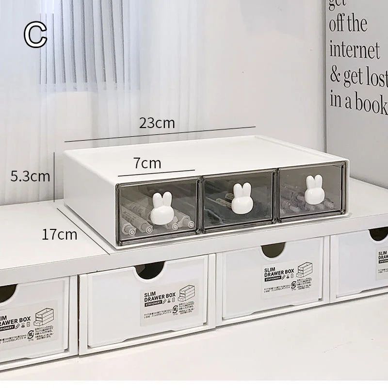 Rabbit Handle Desktop Drawer Organizer – Multi-Compartment Desktop Drawer Organizer SPOT C white