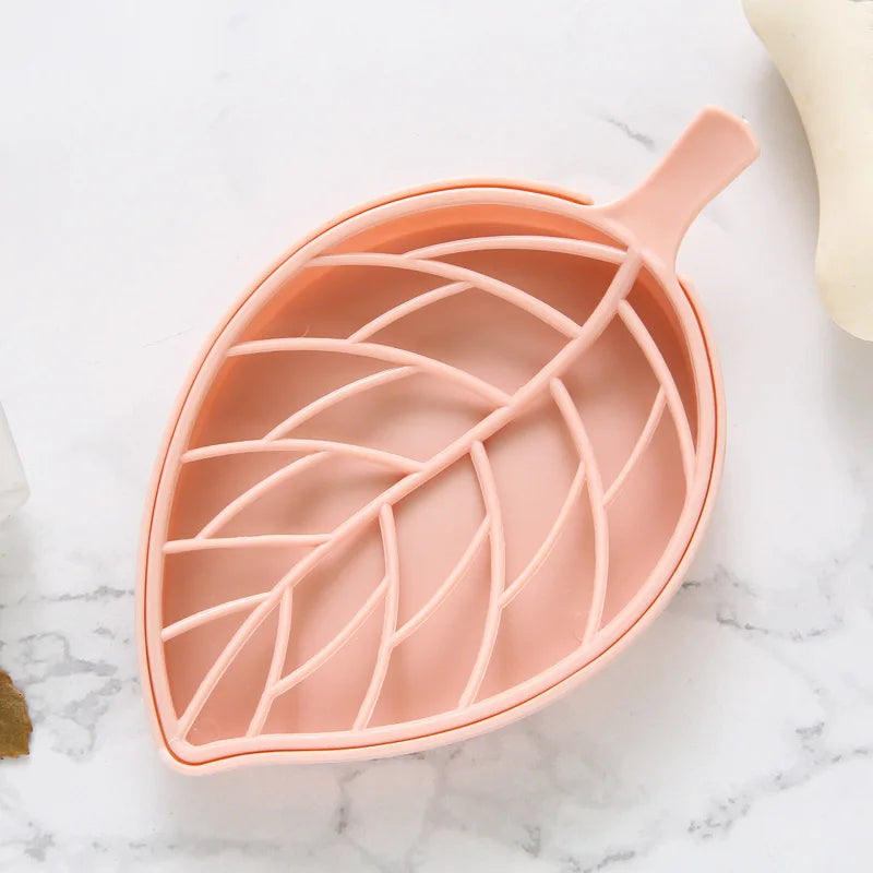 Leaf Shape Soap Dish – Non-Slip Draining Soap Tray, 3 Colors Soap Dish SPOT Pink