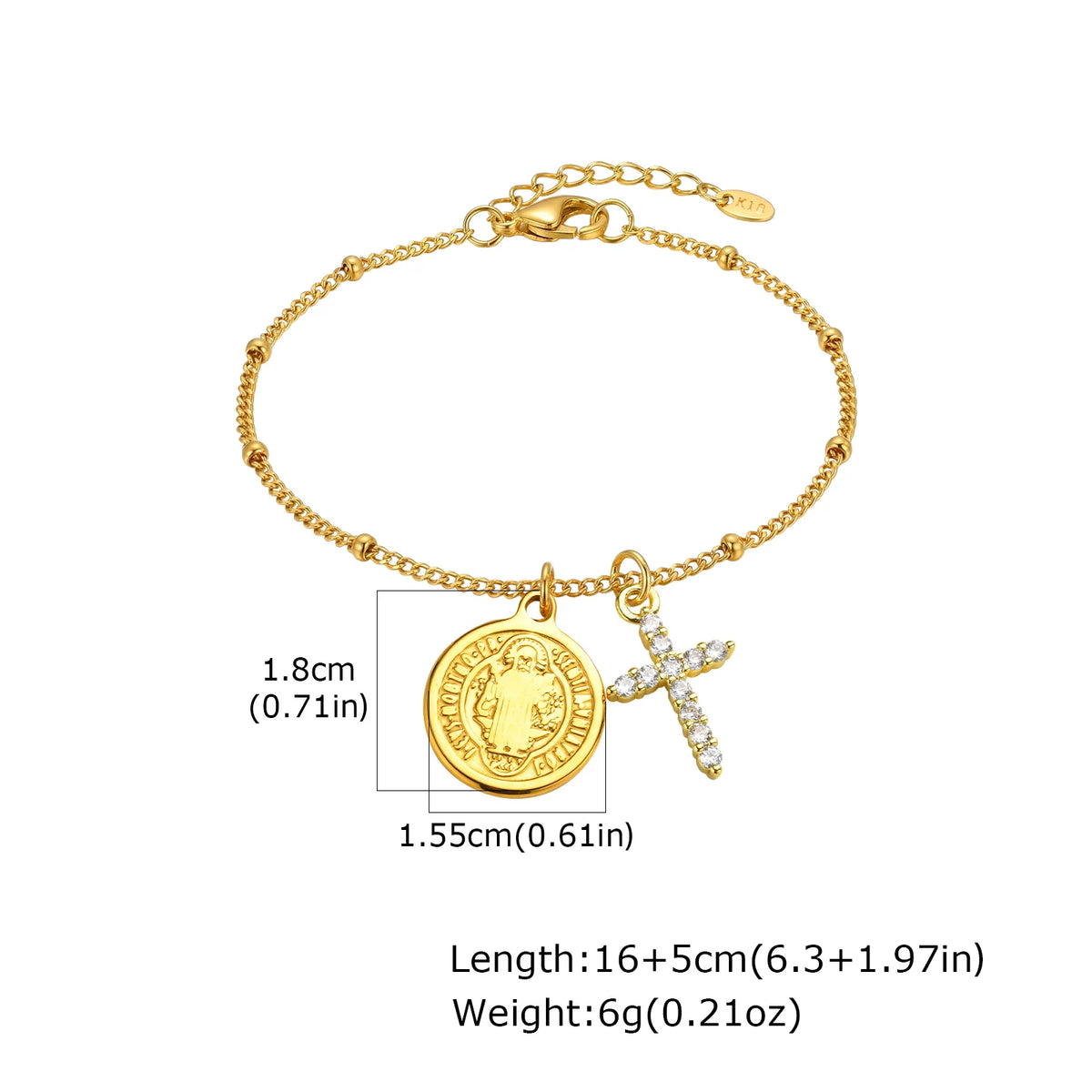 Virgin Mary Saint Benedict Zircon Cross Rosary Bracelet Religious Bracelet SPOT BR-2910G02