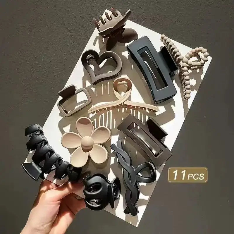 11-Piece Frosted Hair Clip Set – Shark & Butterfly Claw Clips Hair Clip Set SPOT 11pcs