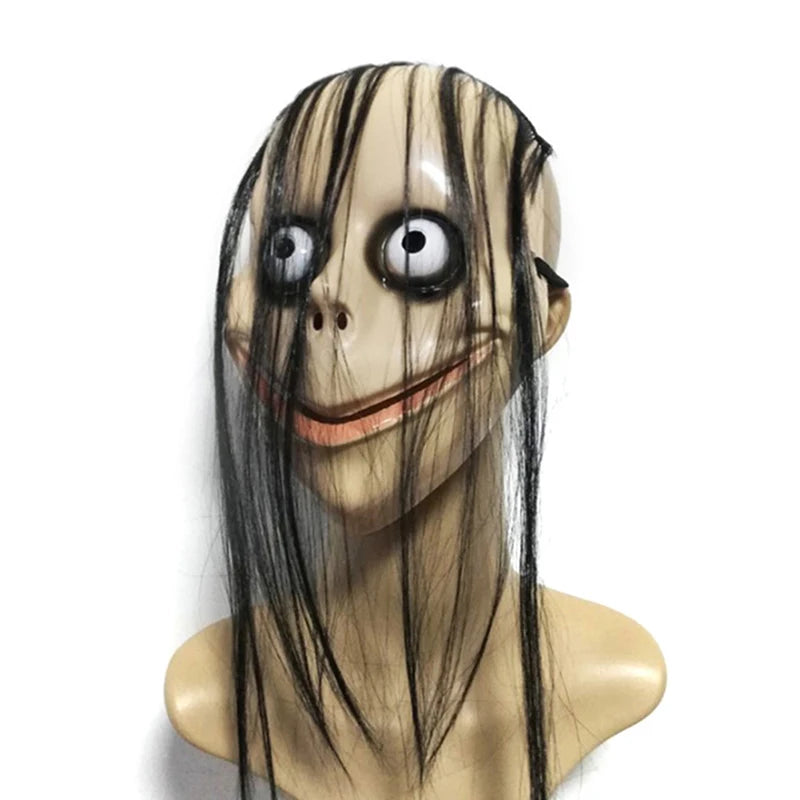 Halloween Ghost Mask with Long Hair – Creepy Costume Prop Halloween Costume Mask SPOT