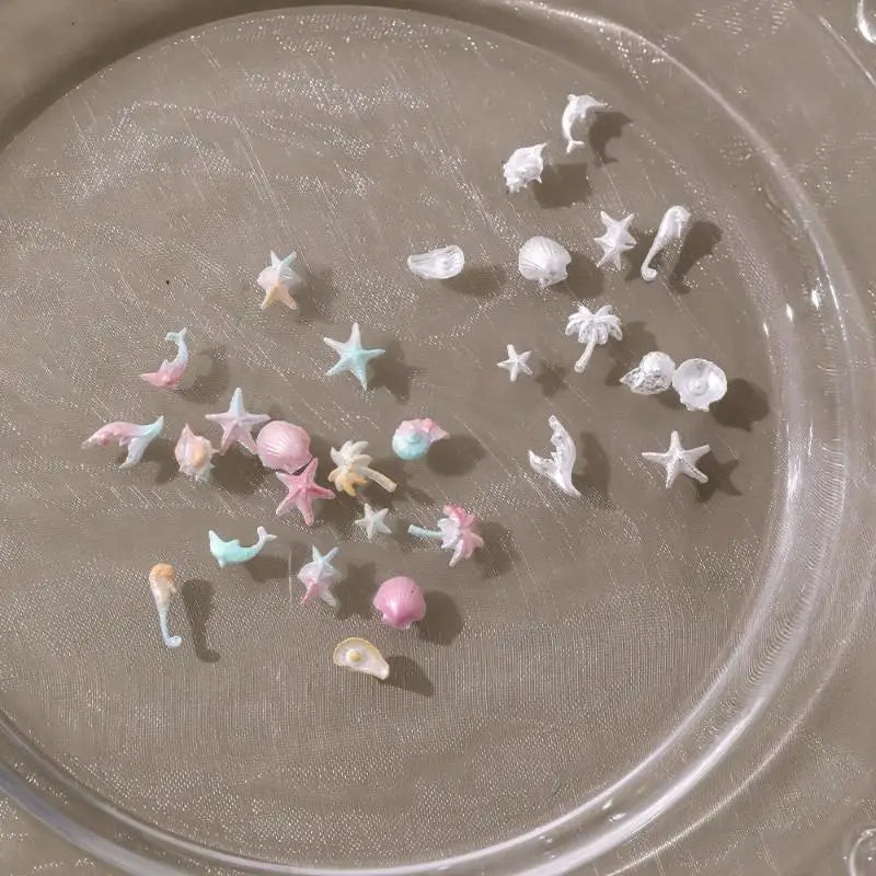 50-Pack Ocean Nail Art Charms – Shell Starfish Resin Jewels Nail Art Charms SPOT