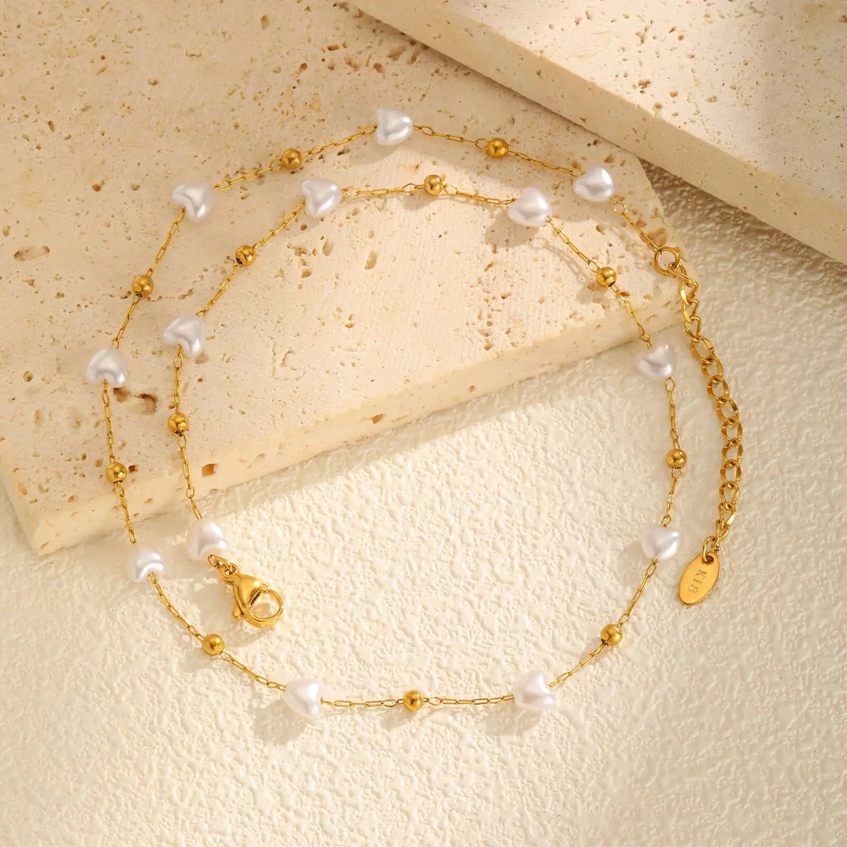 Love Heart Pearl Necklace – 18K Gold Plated, Waterproof Gift Pearl Chain Necklace SPOT