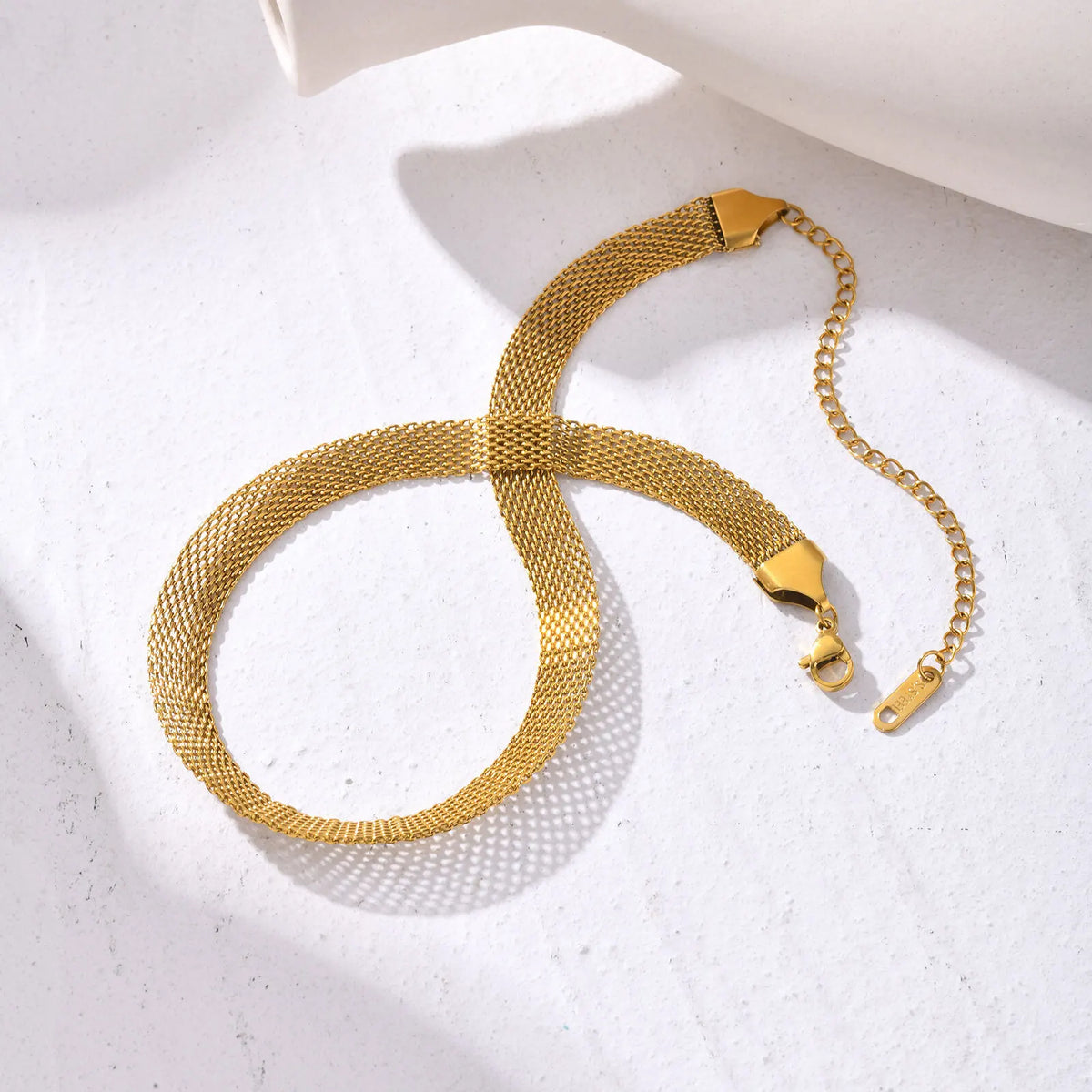 Mesh Chain Choker Necklace – Gold Plated Stainless Steel Choker Necklace SPOT