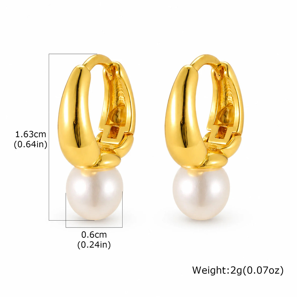 Imitation Pearl Huggie Hoop Earrings – Minimalist Gold Hoops Huggie Hoop Earrings SPOT
