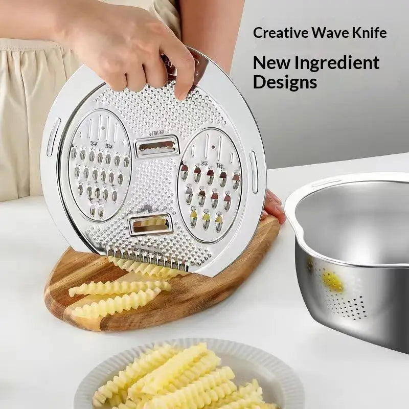 Stainless Steel Colander & Grater Set – Vegetable Shredder Bowl Colander Grater Set SPOT