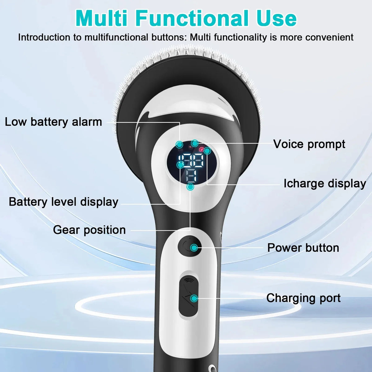 Rechargeable Rotary Electric Scrubber Brush with Voice Alert Electric Scrubber Brush SPOT