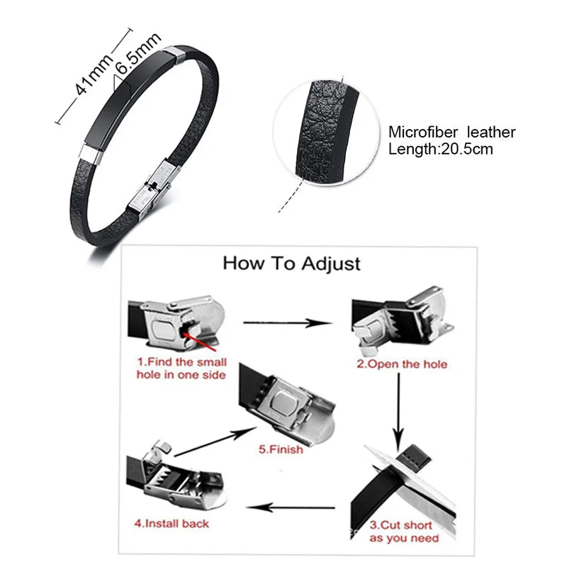 Custom Leather Bracelet – Personalized Engraved Adjustable Cuff Custom Leather Bracelet SPOT