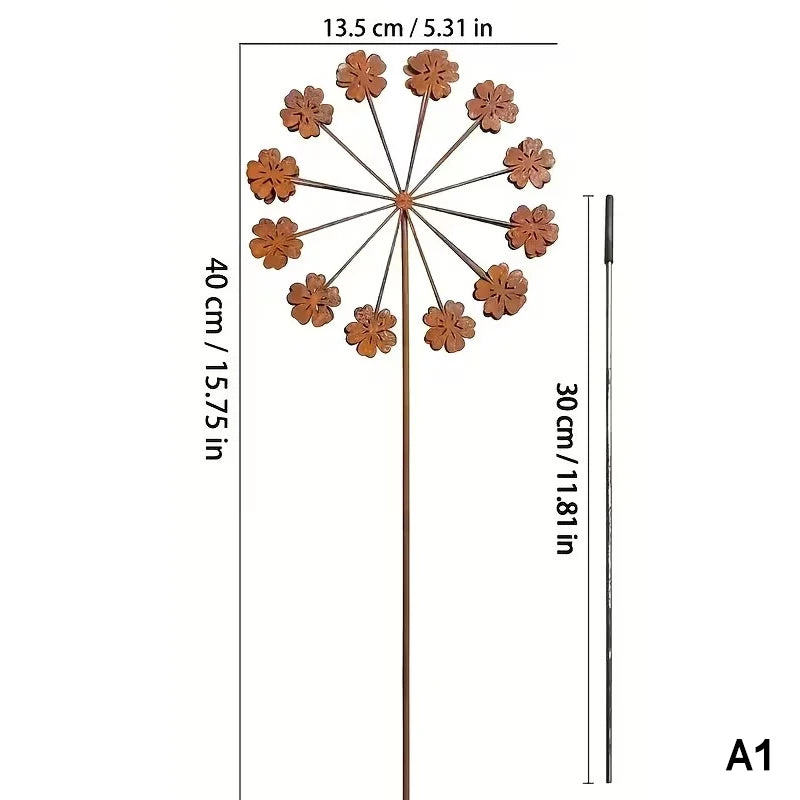 Vintage Metal 3D Dandelion Garden Stake | Outdoor Sculpture Garden Sculpture Stake SPOT A1