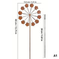 Vintage Metal 3D Dandelion Garden Stake | Outdoor Sculpture Garden Sculpture Stake SPOT A1