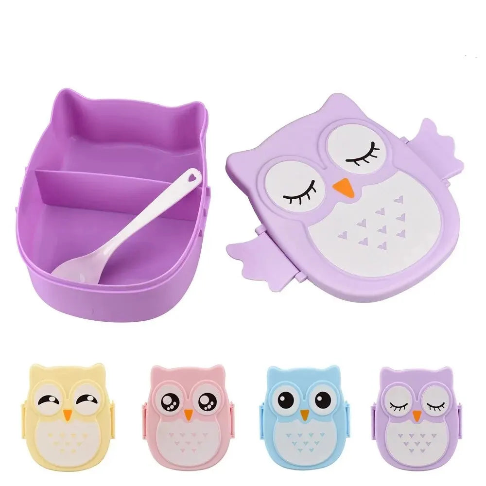 Owl Shaped Kids Bento Lunch Box with Compartments & Lids Kids Bento Lunch Box SPOT