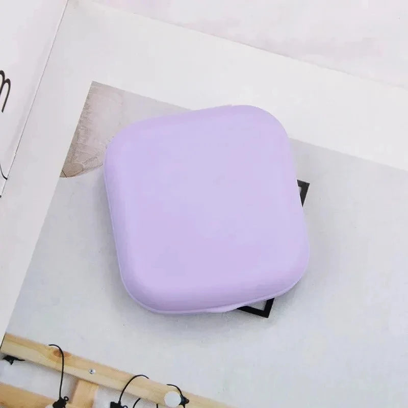Mini Square Contact Lens Case with Mirror – Travel Kit Contact Lens Case SPOT purple