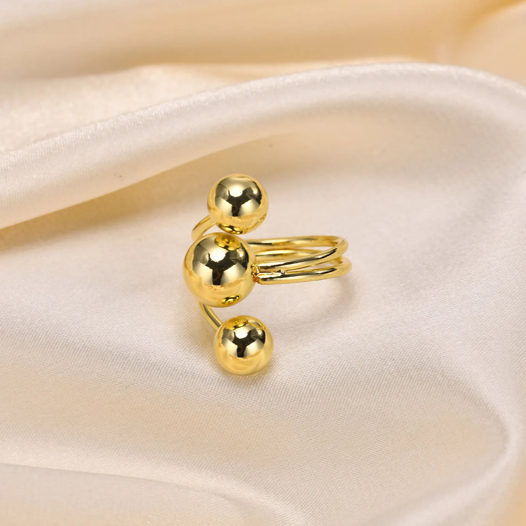 Meaeguet 18K Gold Beaded Ball Open Statement Ring for Women Fashion Statement Ring SPOT