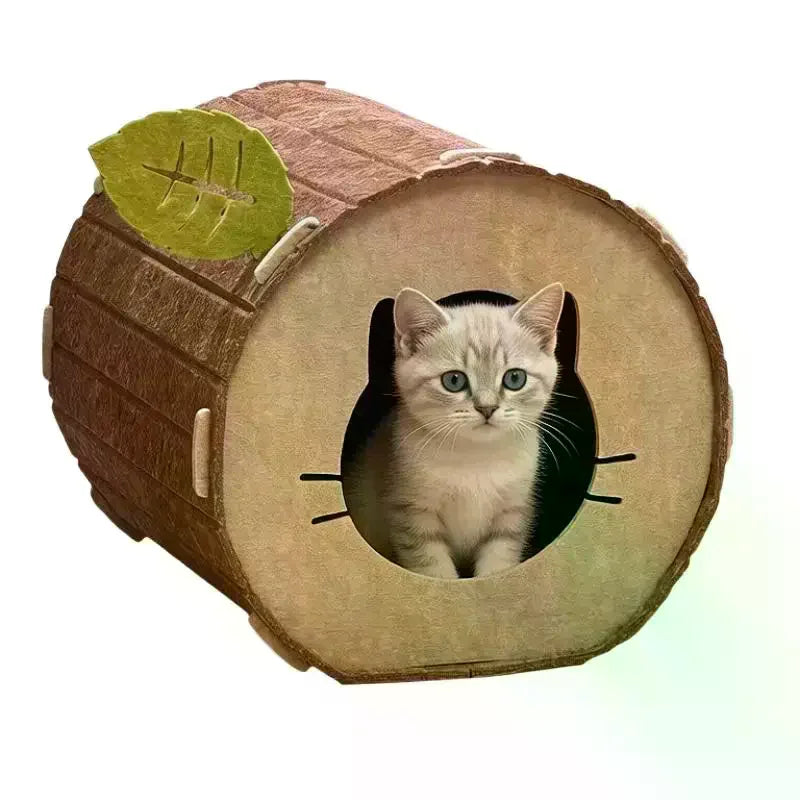 Felt Cat Cave Bed – Tree Stump Hideout for Indoor Cats Cat Cave Bed SPOT