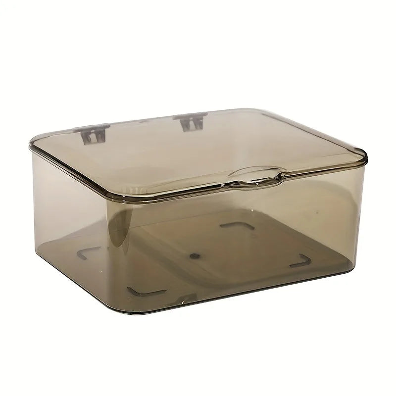 Flip-Top Transparent Storage Box – Large Capacity Organizer Desktop Storage Organizer SPOT Transparent Grey