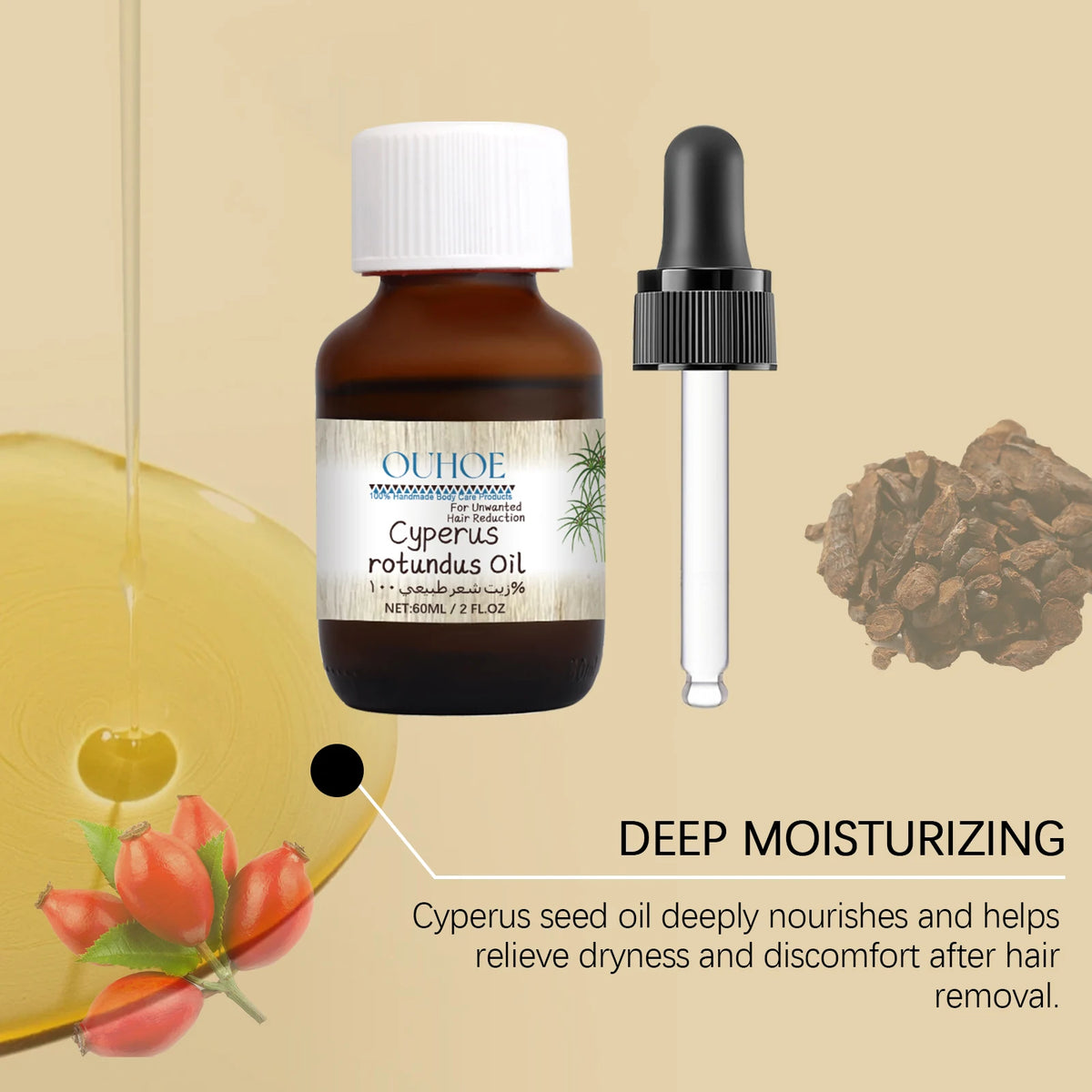 Cyperus Rotundus Hair Inhibitor Oil – Smooth Skin Serum 60ml Hair Inhibitor Serum SPOT