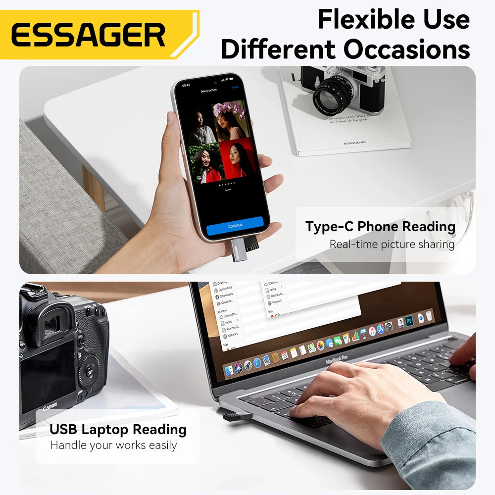 Essager 2-in-1 USB-C & USB-A Micro SD TF Card Reader Memory Card Reader SPOT