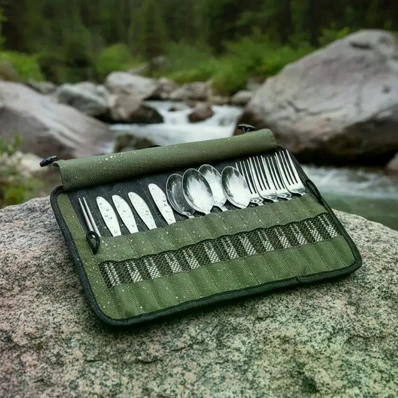 Roll-Up Travel Cutlery Bag – Portable Utensil Organizer Pouch Utensil Organizer Pouch SPOT