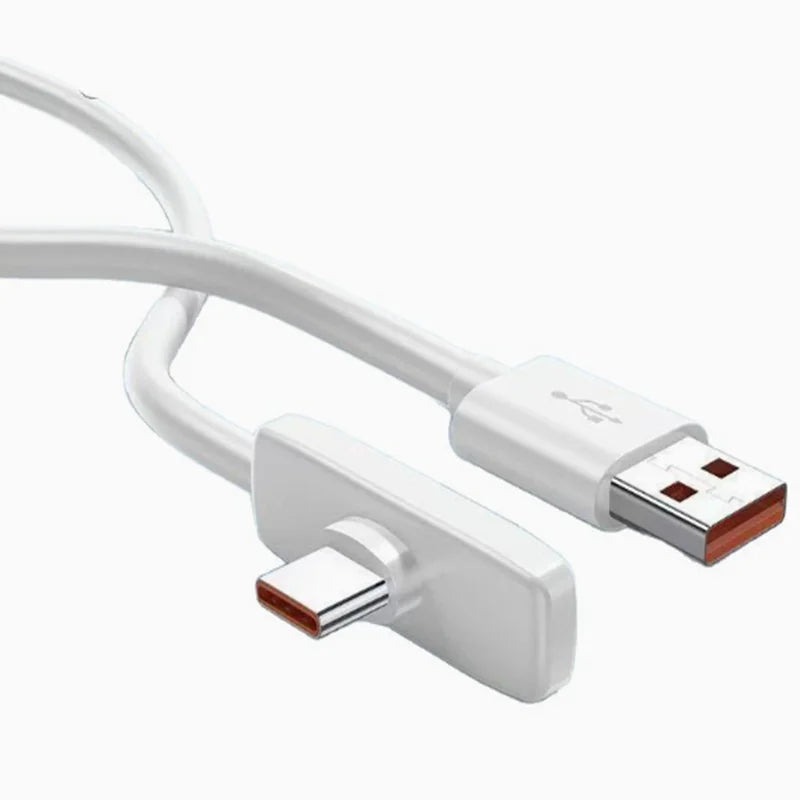 90° Elbow 100W USB-C Braided Fast Charging Cable | 6A USB-C Charging Cable SPOT White 2m
