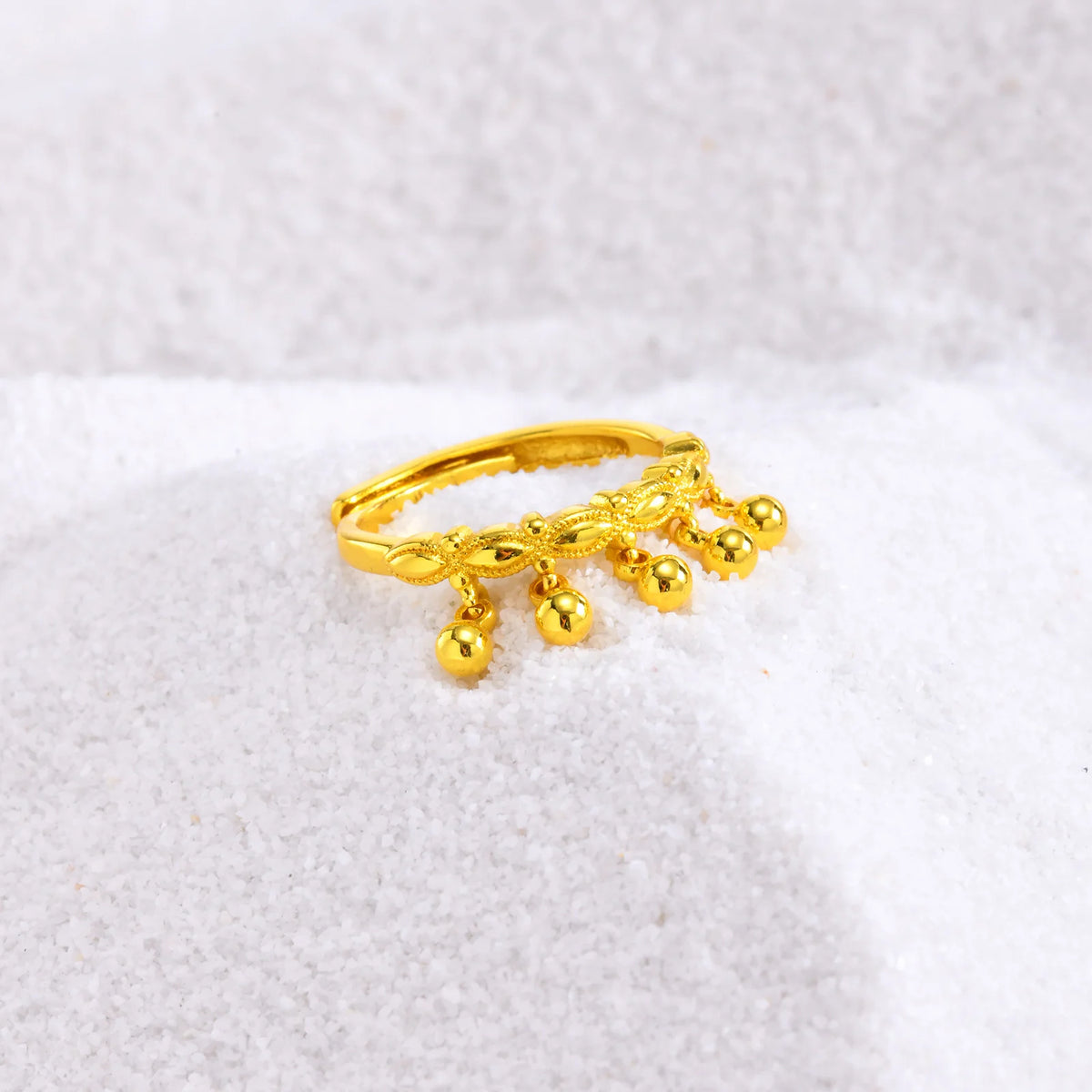 Meaeguet Adjustable Bell Charm Ring – 18K Gold-Plated Women's Fashion Statement Ring SPOT