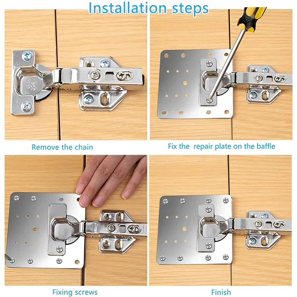 Stainless Steel Hinge Repair Plates – Cabinet & Drawer Fix Kit Hinge Repair Plate SPOT