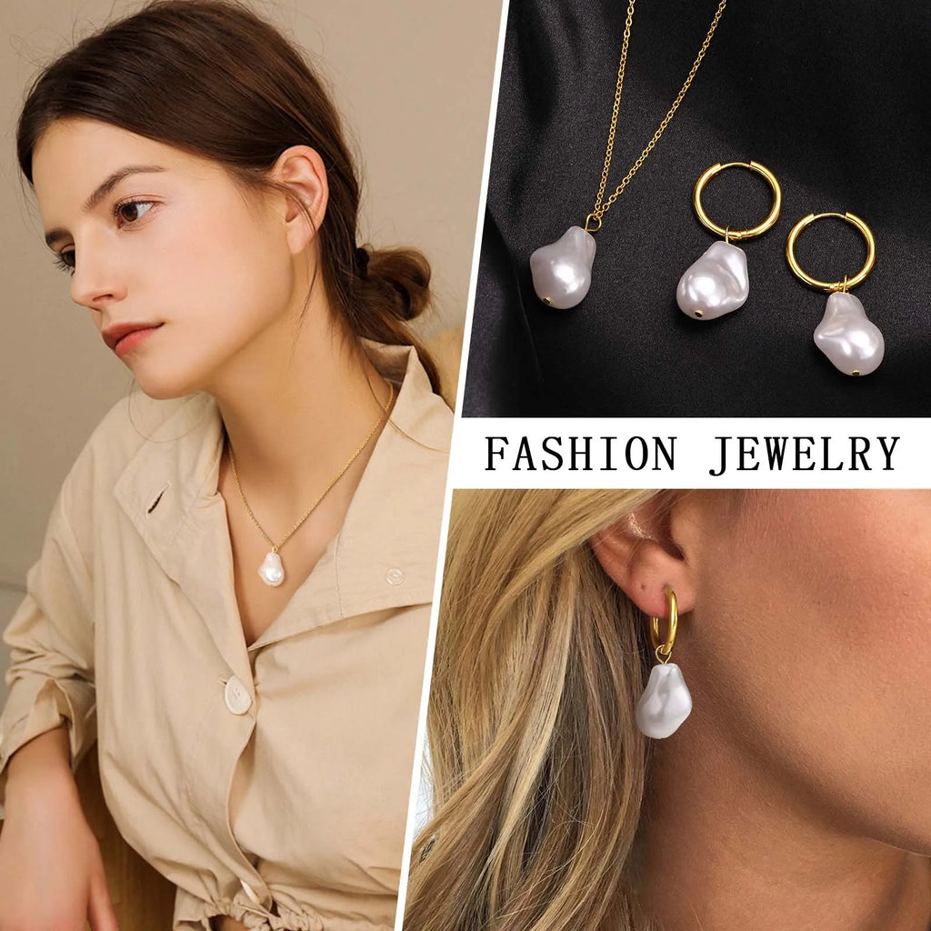 Baroque Pearl Huggie Hoop Earrings – Gold Stainless Steel Huggie Hoop Earrings SPOT