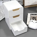 3-Tier Desktop Organizer with Drawers – Plastic Storage Box Desktop Drawer Organizer SPOT 1 White