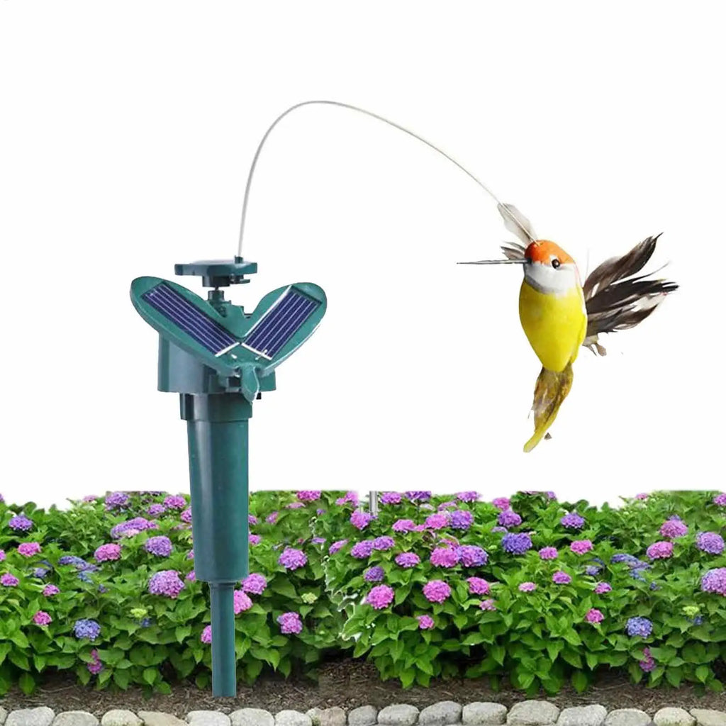 Solar Fluttering Hummingbird Garden Stake – Dual Power Décor Solar Garden Ornament SPOT