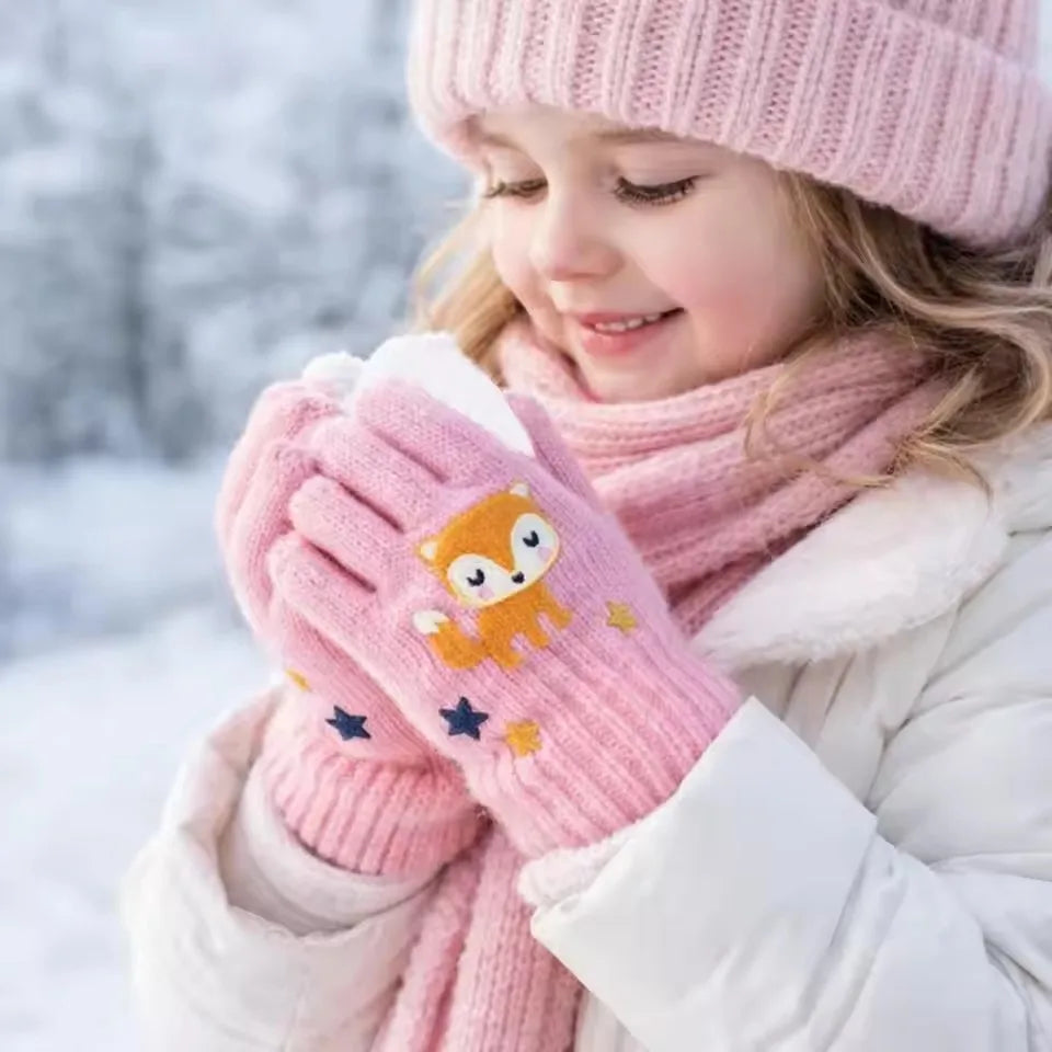 Kids Cartoon Animal Knitted Gloves – Warm Winter Gloves Kids Winter Gloves SPOT