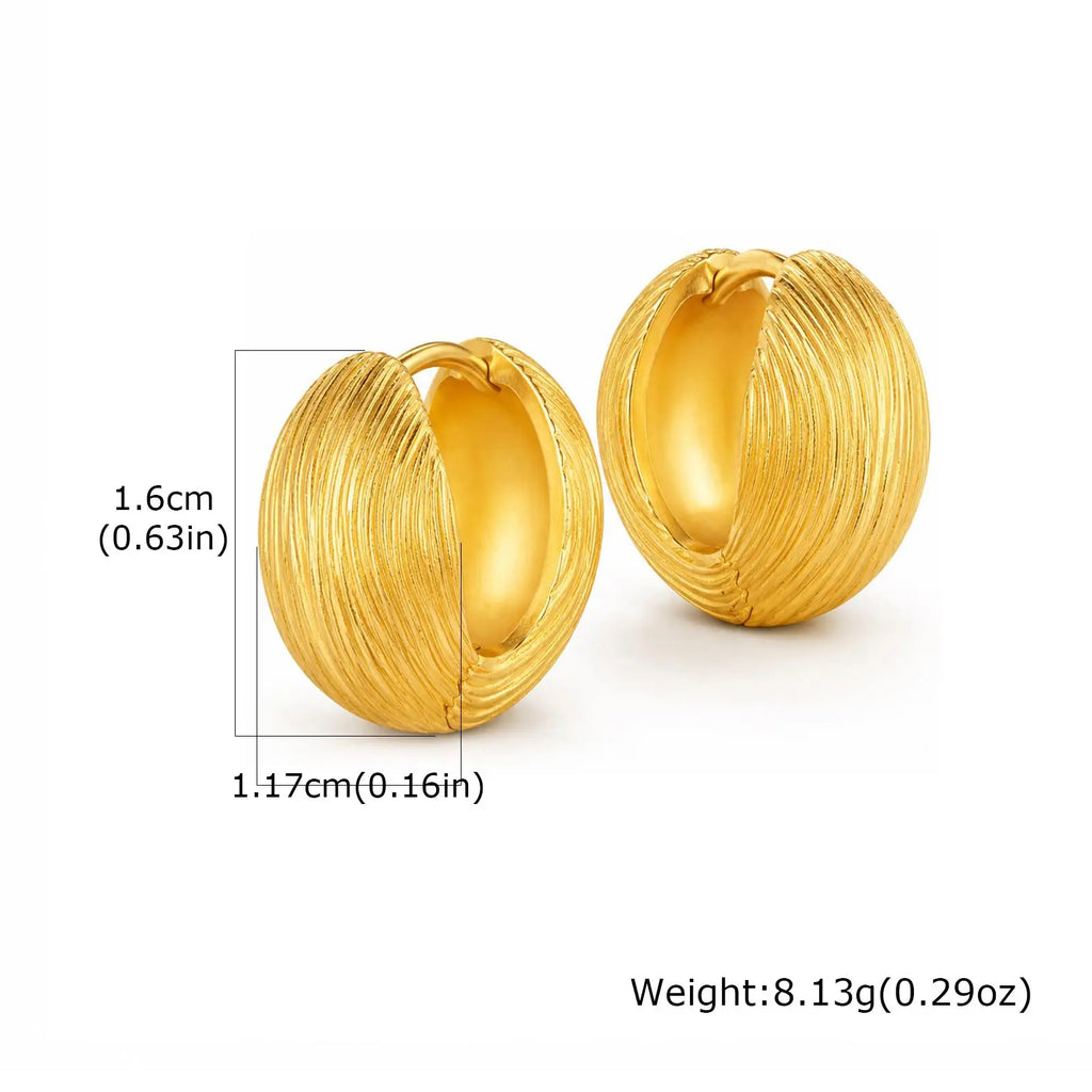 18K Gold Plated Chunky Hoop Earrings – Textured Dome Huggie Hoop Earrings SPOT