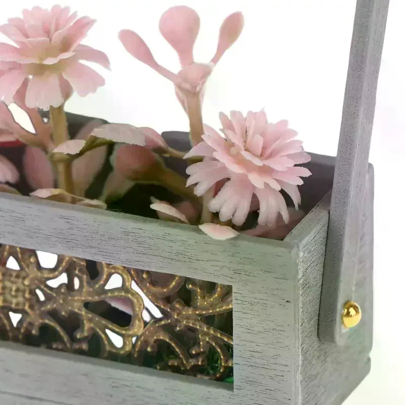 1:12 Miniature Flower Basket with Artificial Flowers – Dollhouse Miniature Dollhouse Decor SPOT