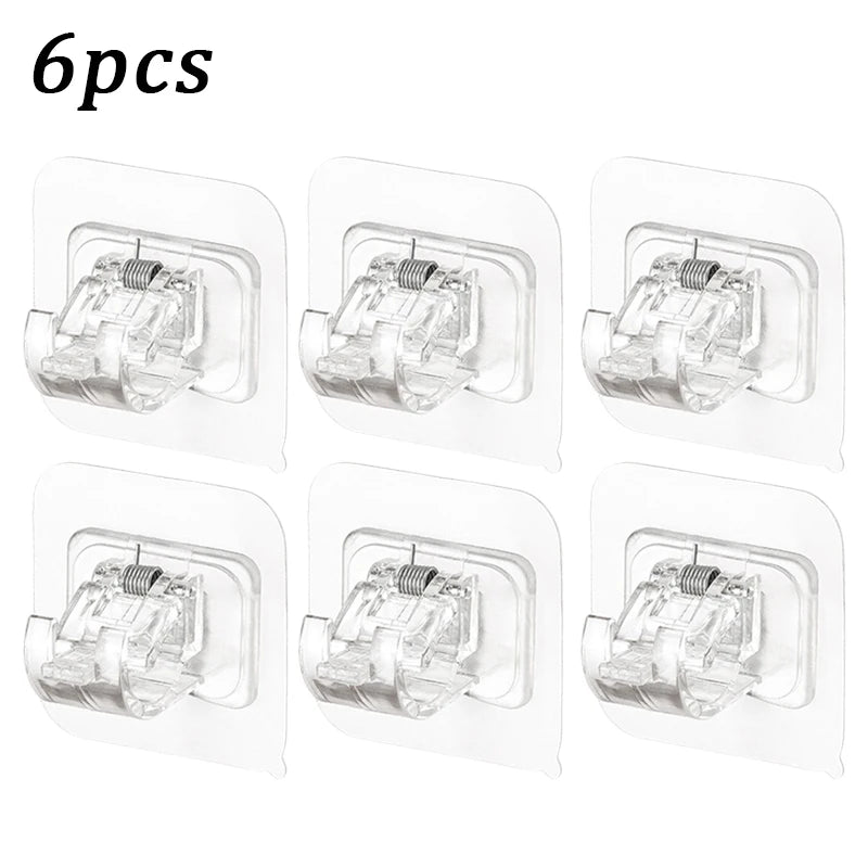 Self-Adhesive Curtain Rod Holders – No-Drill Wall Brackets Curtain Rod Bracket SPOT Transparent-6PCS