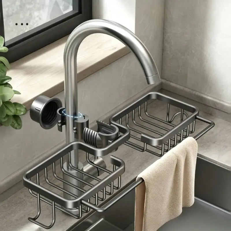 Faucet-Mounted Kitchen Sink Organizer Rack – Sponge Holder Sink Organizer Rack SPOT